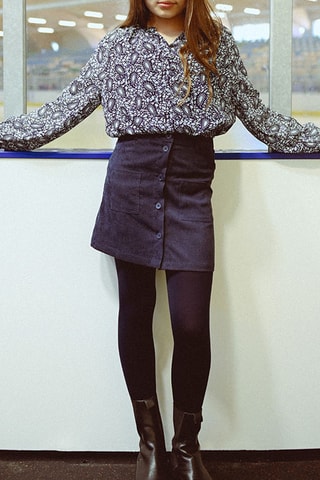 Minijupe en velours taille haute - Bleu marine - Molly Bracken Girl