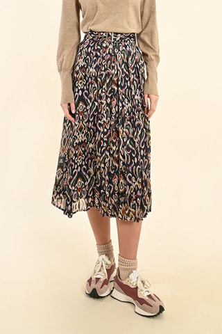 Jupe plissée taille haute - Bleu marine - Molly Bracken