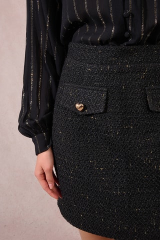 Minijupe en tweed taille haute - Noir chiné - Molly Bracken