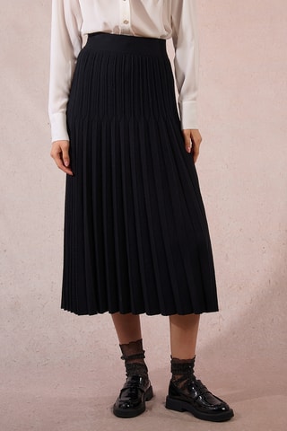 Jupe plissée taille haute - Noir - Molly Bracken