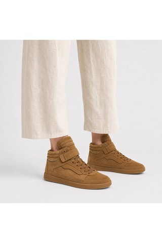 Baskets montantes en cuir de veau nubuck - Orange