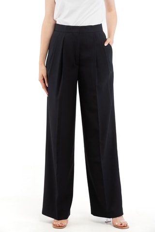Pantalon en laine taille haute - Blanc et bleu