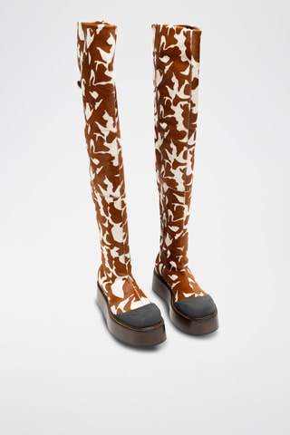 Boots en cuir - Blanc, marron et noir