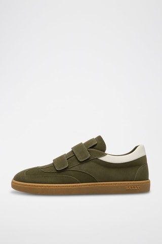 Baskets en cuir de veau nubuck - Kaki
