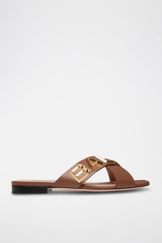 Mules en cuir - Doré, marron et noir
