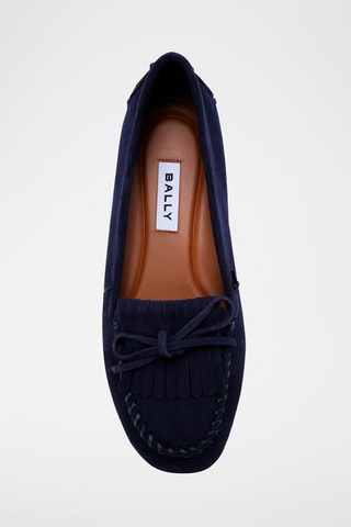 Mocassins en cuir de veau nubuck - Bleu marine