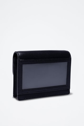 Porte-cartes en cuir - Blanc, noir et argenté