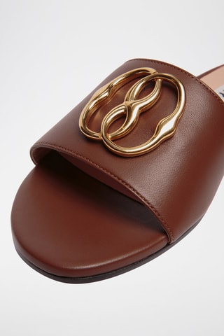 Mules en cuir - Doré, marron et noir