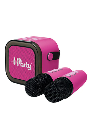 Enceinte Karaoké Portable avec 2 microphones sans fil - Rose
