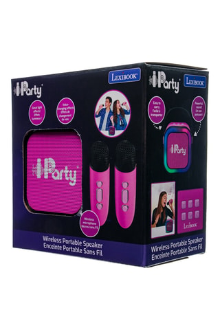 Enceinte Karaoké Portable avec 2 microphones sans fil - Rose
