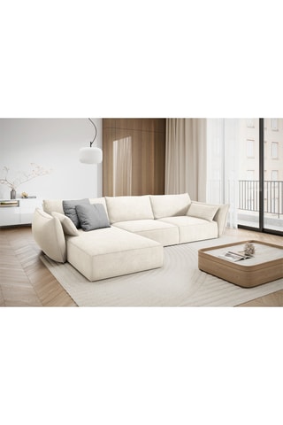Canapé d'angle gauche Vanda 
Beige clair - 4 places - Tissu bouclette