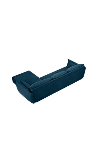 Canapé d'angle droit Vanda - Bleu roi - 4 places - Toucher tissu bouclette