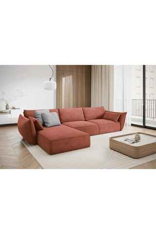 Canapé d'angle gauche Vanda -  Terracotta - 4 places - Toucher chenille