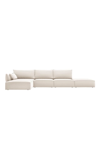 Canapé d'angle gauche Vanda - Beige - 5 places - Toucher velours