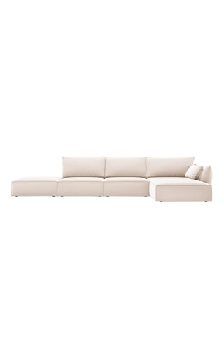 Canapé d'angle droit Vanda - Beige - 5 places - Toucher velours