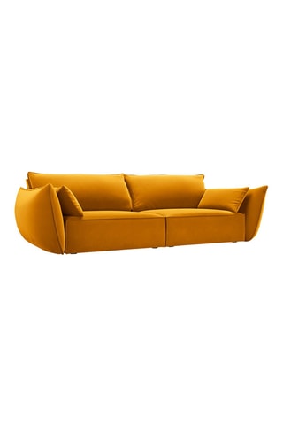 Canapé Vanda - Jaune - 3 places - Tissu chenille - Toucher velours