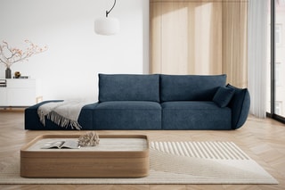 Canapé Vanda - Bleu roi - 4 places - Tissu chenille
