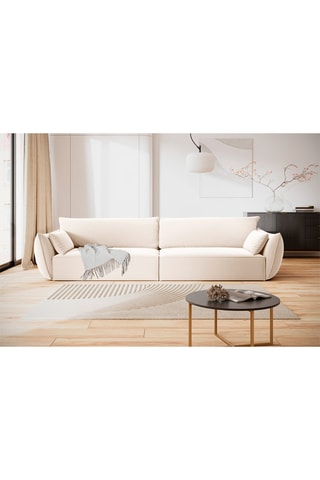 Canapé Vanda - 4 places - Beige - Tissu velours