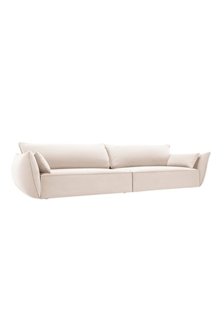 Canapé Vanda - 4 places - Beige - Tissu velours