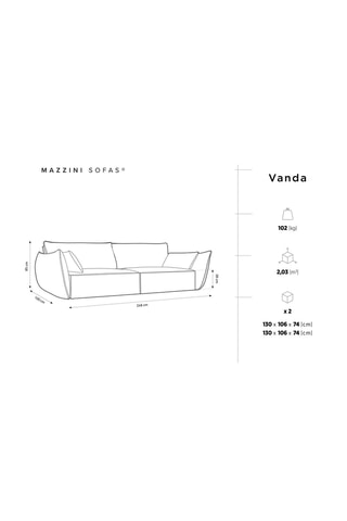 Canapé Vanda - 4 places - Beige - Tissu velours