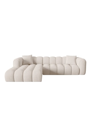 Canapé d'angle gauche Astro - Beige - 3 places - En tissu texturé et tissu chenille moly