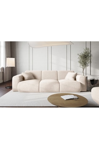 Canapé Nolio - Beige clair - 3 places - En tissu chenille - Toucher soie