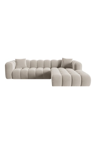 Canapé d'angle droit Astro - Ecru - 4 places - En tissu velours
