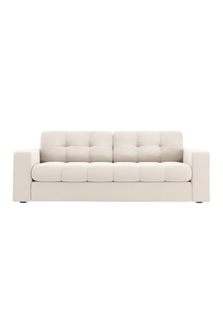 Canapé Yohan - Beige clair - 2 places - En tissu synthétique - Toucher velours