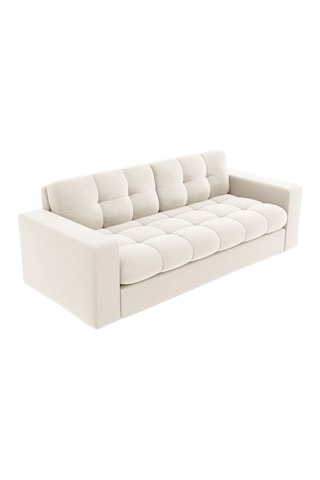 Canapé Yohan - Beige clair - 2 places - En tissu synthétique - Toucher velours