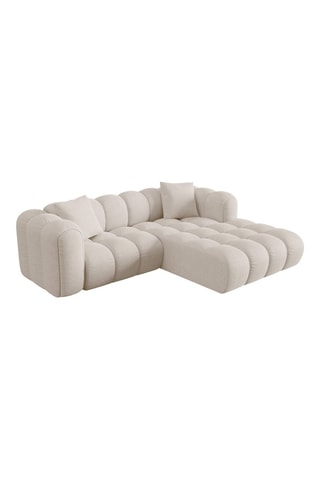 Canapé d'angle droit Astro - Beige - 3 places - En tissu texturé et tissu chenille moly