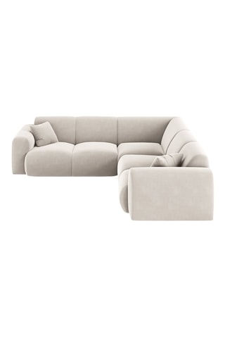 Canapé d'angle gauche Nolio - Beige clair - 5 places - En tissu velours