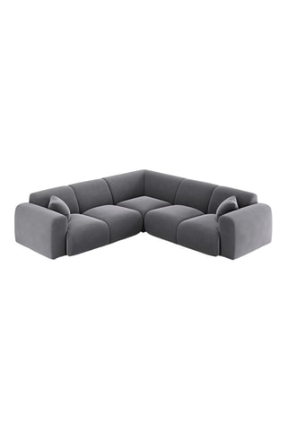 Canapé d'angle réversible Nolio - Gris - 5 places - En tissu velours