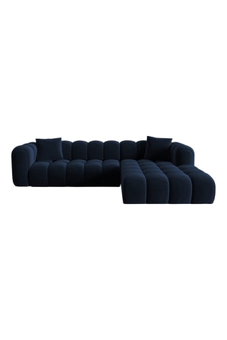 Canapé d'angle droit modulaire Astro - Bleu roi - 4 places - En tissu velours
