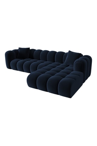 Canapé d'angle droit modulaire Astro - Bleu roi - 4 places - En tissu velours
