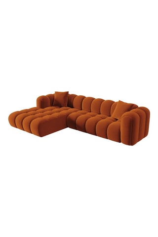 Canapé d'angle gauche Astro - Orange - 4 places - En velours