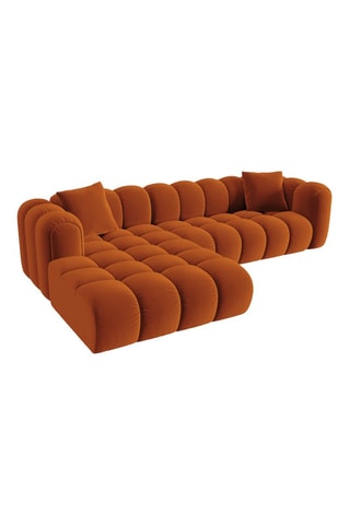 Canapé d'angle gauche Astro - Orange - 4 places - En velours