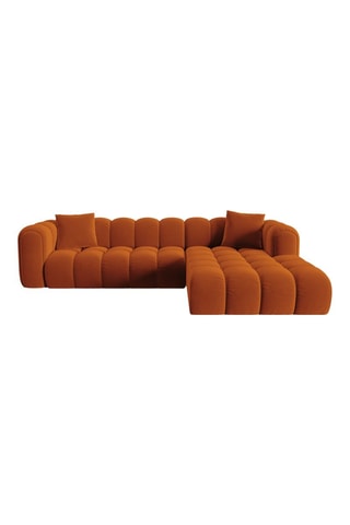 Canapé d'angle droit Astro - Orange - 4 places - En velours