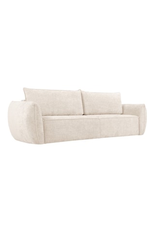 Canapé convertible en bois Vanda - Beige clair - 3 places - En tissu chenille