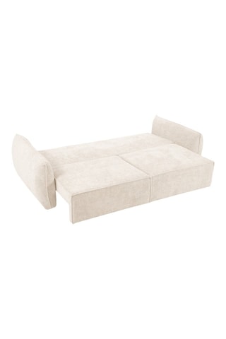 Canapé convertible en bois Vanda - Beige clair - 3 places - En tissu chenille