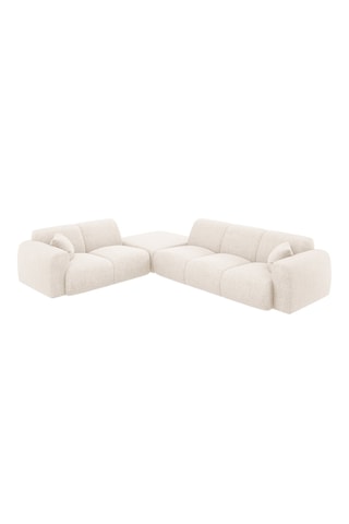 Canapé d’angle gauche Nolio - Beige clair - 4 places - En polyester toucher soie