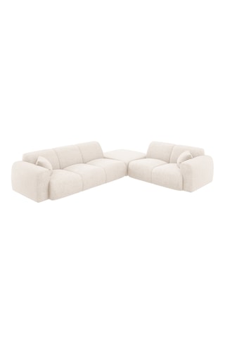 Canapé d’angle droit Nolio - Beige clair - 4 places - En polyester toucher soie