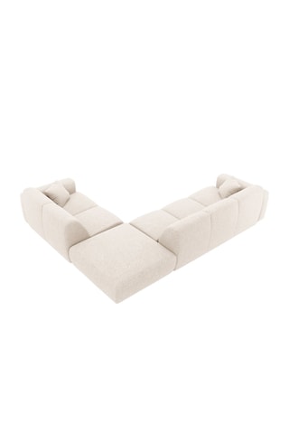 Canapé d’angle droit Nolio - Beige clair - 4 places - En polyester toucher soie