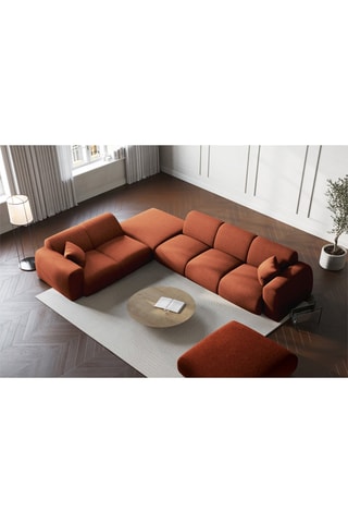 Canapé d’angle gauche Nolio - Rouge brique - 4 places - Tissu polyester - Toucher soie