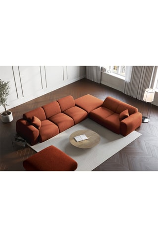 Canapé d’angle droit Nolio - Rouge brique - 4 places - En polyester toucher soie