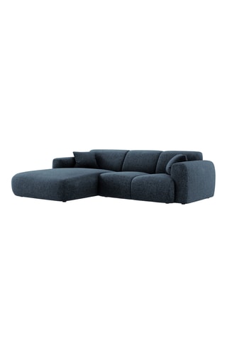 Canapé d’angle gauche Nolio - Bleu roi - 4 places - En polyester toucher soie