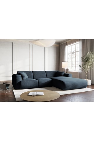Canapé d’angle Nolio - Bleu marine - 4 places - En polyester toucher soie