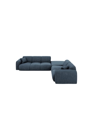 Canapé d’angle droit Nolio - Bleu marine - 4 places - En polyester toucher soie