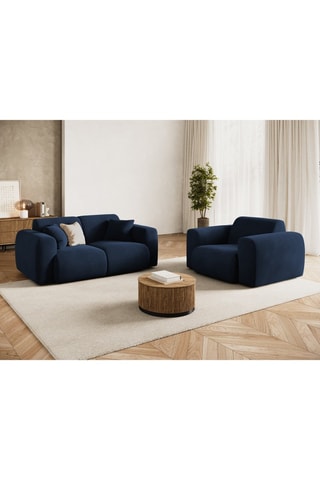 Fauteuil Nolio - Bleu marine - En tissu velours