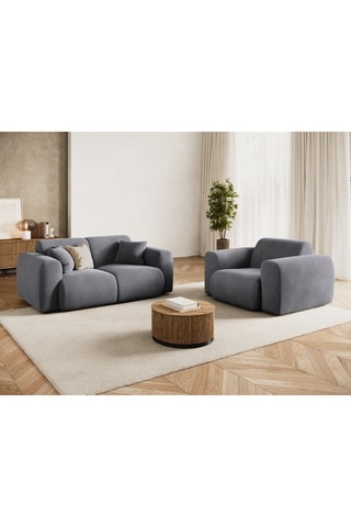 Fauteuil Nolio - Gris - En tissu velours
