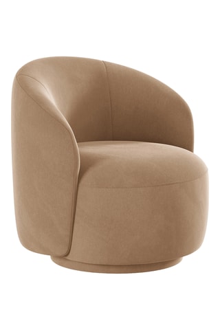Fauteuil pivotant Seren - Beige - En tissu velours